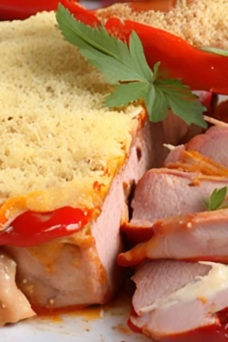 Marinerad Fläskytterfilé med Rostad Paprika och Gratinerad Ost